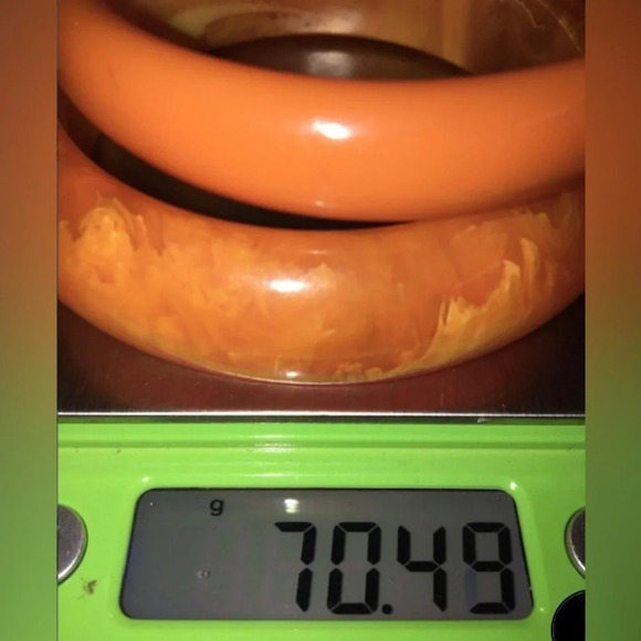 Bakelite Lot 2 Vintage 1940s Marbled & Solid Carrot Bangle Bracelets TESTED - Picture 6 of 6